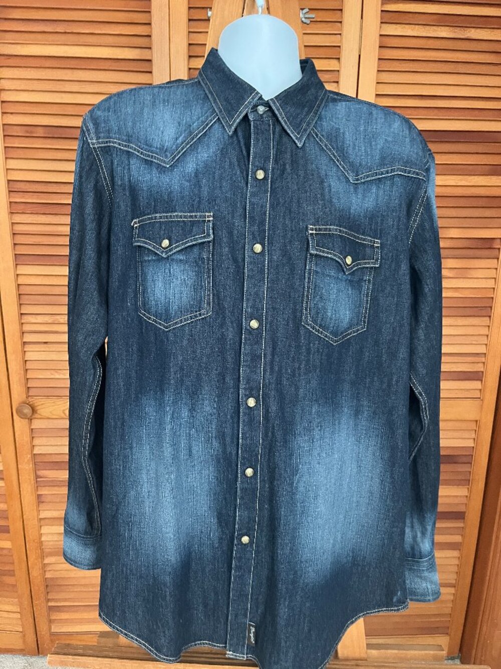WRANGLER RETRO MEN'S SZ XL DENIM WESTERN SHIRT W/PEARL SNAPS